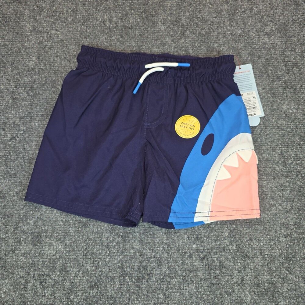 Cat & Jack / UPF 50+ Hungry Shark 3D Teeth Mesh Lined Swim Trunks / Boys Size 3T